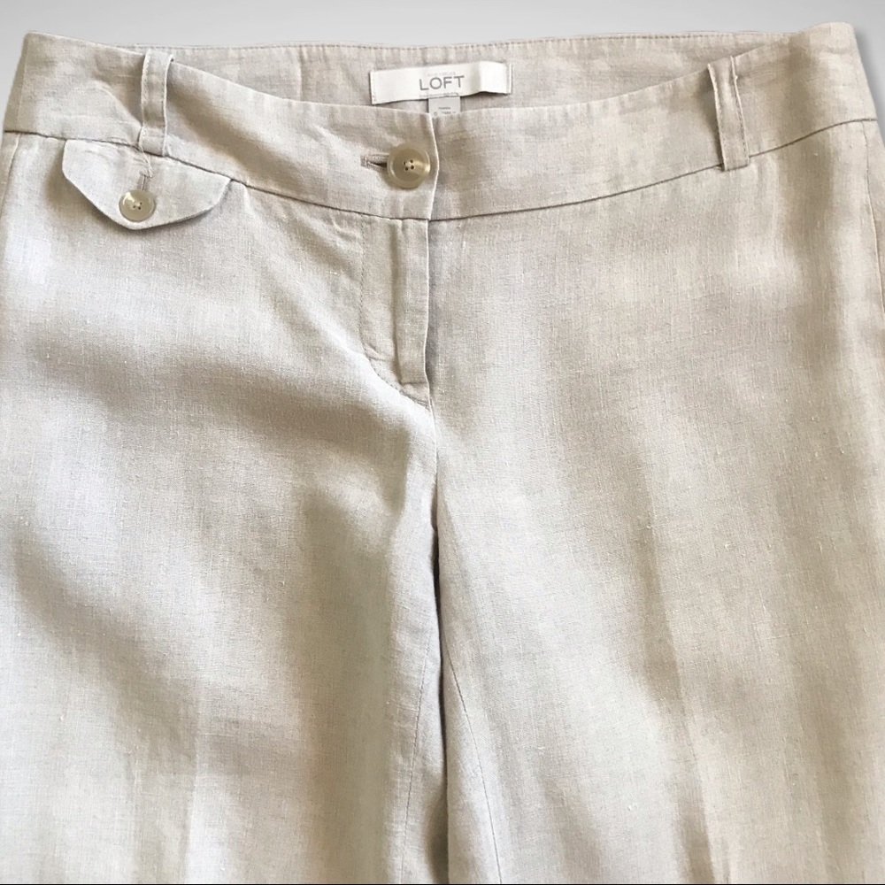 The Loft Off-White / Tan Linen Trousers - 0